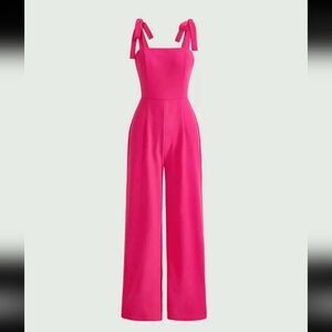 WILL DONATE FREE W/ $5 PURCHASE SHEIN Pink tie straps jumpsuit
